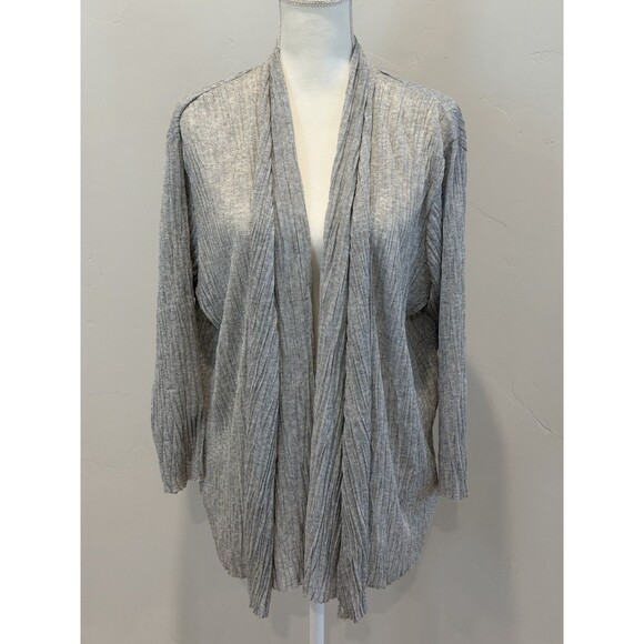 Eileen Fisher Lightweight Pleated Open Front Cardigan Women’s Size XL Gray - Picture 1 of 11